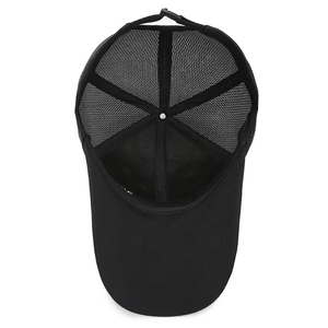 Casquette de baseball en mesh noir respirant avec visière allongée pour le plein air et la pêche