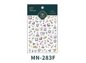 Detail view of MN-283F nail stickers featuring cute magic rabbits and wizard motifs