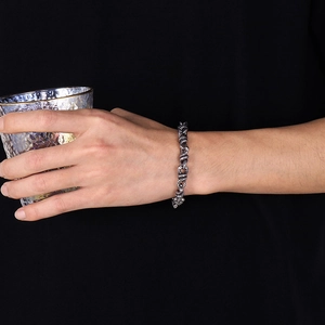 Bracciale da uomo in acciaio inossidabile stile punk con doppia maglia a serpente