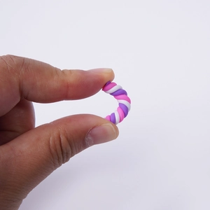 Mini guimauve torsadée en pâte polymère rose et violette pour décoration de gâteaux DIY