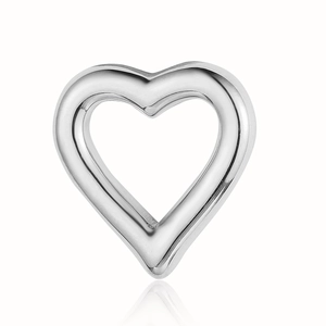 Polished silver heart pendant accessory with hollow design and smooth metallic finish