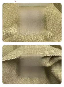 Detail view of the care label showing 65% linen and 35% polyester fabric composition