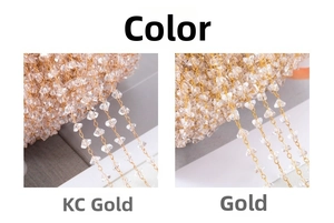 Detail of copper jewelry chain with clear faceted crystals in KC Gold and Gold finishes