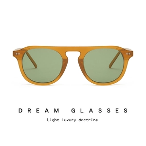 Retro Flat Top Sunglasses With Plastic Frame AC Lens UV400 Protection Fashion Rivets Eyewear For Men Women Trendy
