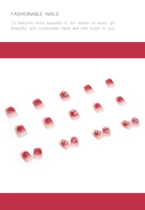Detailed view of pink blush press-on nails with luxury 3D crystal square diamonds
