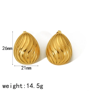 Orecchini a goccia in acciaio inossidabile placcato oro 18k con trama a spirale