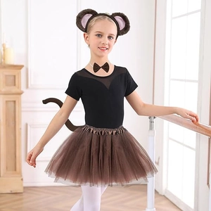 Detail showing plush monkey ears headband, tail, and bowtie for kids costume set