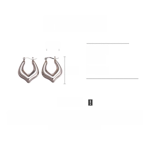 Detailed view of silver hollow heart earrings with dimensions 2.5cm and iron material
