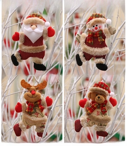 Lot de 4 figurines de Noël en tissu avec Père Noël, bonhomme de neige, renne et ours