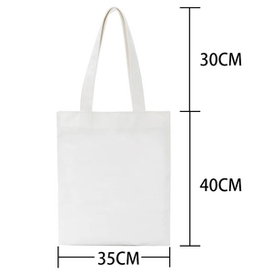 Detailed size chart showing the 40x35cm dimensions and 30cm handle of the canvas tote bag