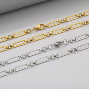 Collier Et Bracelet Maille Trombone En Acier Inoxydable Bijoux Minimalistes À Maillons Rectangulaires Pour Femmes