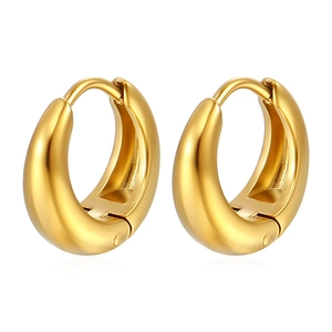 Minimalist 18K gold plated stainless steel hoop earrings with polished smooth finish