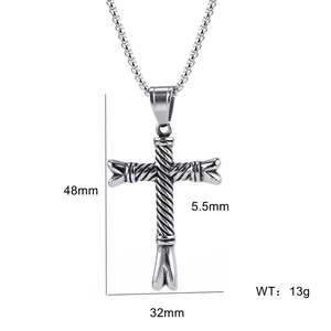 Polished silver Viking totem twisted cross pendant necklace with dimensions and weight