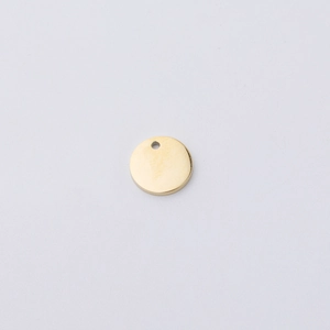 Pendentif disque rond en acier inoxydable doré poli avec trou pour création de bijoux
