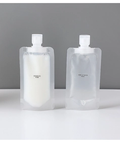 Clear travel portable refillable pouch cosmetic lotion storage squeeze bag spout pouch