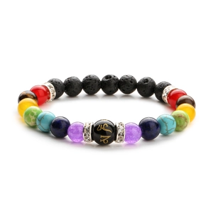Men Beaded Bracelet Lava Stone Natural Agate Evil Eye Hamsa Leopard Head Buddha Elastic Ethnic Protective Jewelry