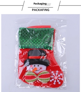 Weihnachtssocke Geschenkbeutel mit 3D Schneemann und Pailletten in Klarsichtverpackung