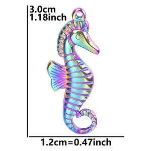Rainbow seahorse pendant dimension details showing height 3.0cm and width 1.2cm
