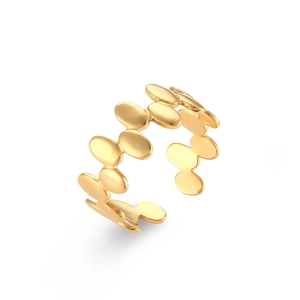 Anello aperto in acciaio inossidabile dorato con design a catena a maglie ovali piatte