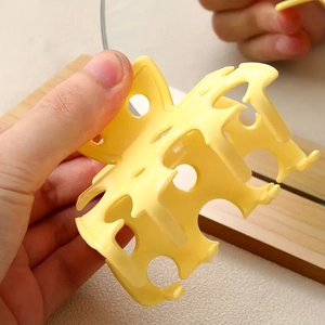 Creative bright yellow hollow cheese shaped hair claw clip for women's hairstyling