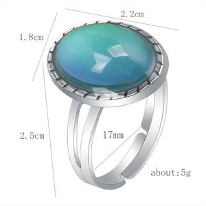 Detailed size specifications for the vintage adjustable color-changing gemstone ring