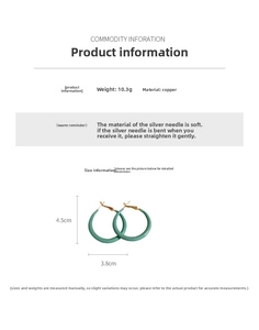 Spécifications détaillées de taille pour créoles vert Morandi en cuivre plaqué or