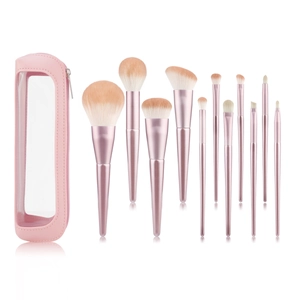 Professionelle Make-up Pinsel Rosa Weiche Kunstfaserborsten Holzgriff Mit Tragbarer Aufbewahrungstasche Für Anfänger Kosmetikwerkzeuge