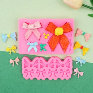 Rosa Silikonformen für DIY Fondant-Schleifen und Ton-Dekorationen im Bastelset