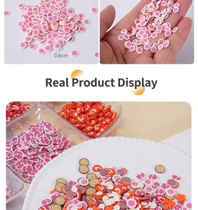 Detailed 6mm polymer clay slices featuring fruit and swirl patterns for DIY crafts