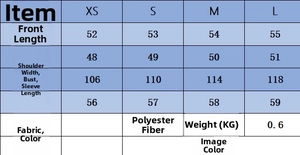 Detailed size chart for women's PU biker jacket with chest and length measurements