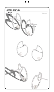 Macro detail showing S925 silver hallmark and pearl inlay on irregular heart stud earrings