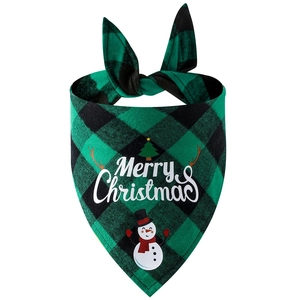 Christmas plaid pet bandana with Merry Christmas print for small to large dogs