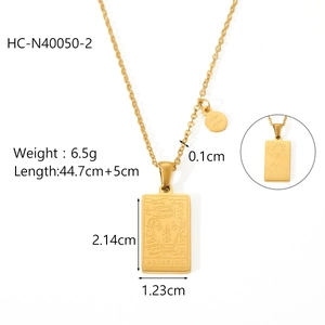 Spécifications de taille pour le collier pendentif Verseau en acier inoxydable doré