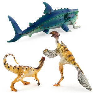 Realistic prehistoric dinosaur set with Dilophosaurus and aquatic monster animal toys