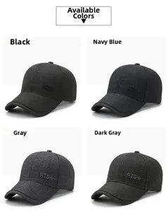 Four colors of casual baseball caps with RZG embroidery in grey and black