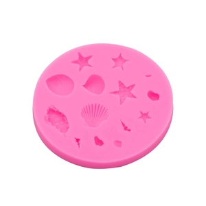 Pink marine series silicone mold featuring starfish and seashell shapes for cake decor