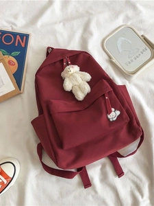 Casual Backpack Large Capacity Waterproof Nylon Japanese Harajuku Style School Bag For Students Travel Minimalist Solid Color