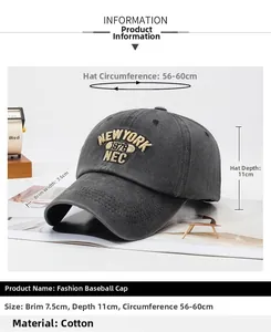 Detail view of washed cotton baseball cap with embroidered New York 1978 lettering