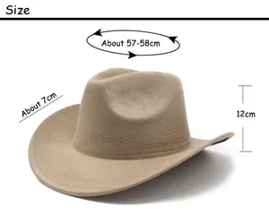 Size chart showing 57-58cm head circumference for the khaki western cowboy hat