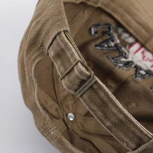 Classic washed khaki cotton baseball cap with adjustable metal buckle back closure