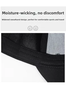 Close-up of a black baseball cap featuring a widened sweatband for moisture-wicking comfort