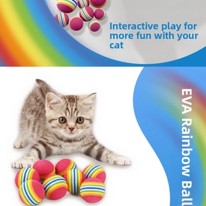 Vista dettagliata delle palline in schiuma arcobaleno EVA per il gioco dei gatti