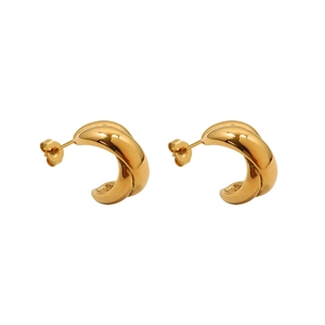 Elegant 18K gold-plated twisted hoop earrings in minimalist cross design for women