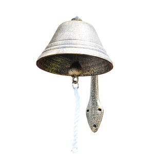 Industrial vintage cast iron wall-mounted doorbell with rustic bronze finish and pull rope
