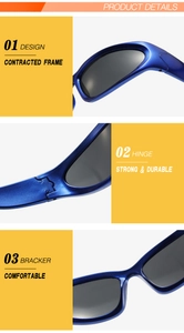 Close-up of blue metallic sports sunglasses featuring durable hinges and soft nose pads