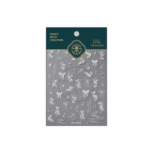 Holographic laser nail stickers with goldfish and butterfly designs in M-646 style