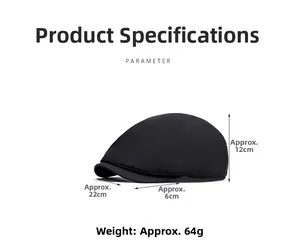 Detailed dimensions of black ultra-thin quick-dry ivy cap with lightweight features
