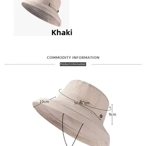 Spécifications de taille pour chapeau de soleil kaki avec bord de 10 cm et boucle en métal