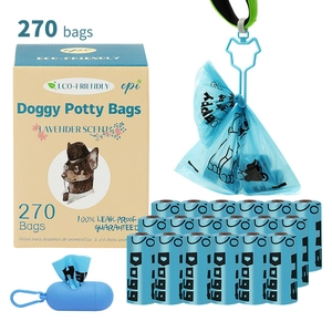 Eco-friendly 270 count lavender scented dog poop bags with bone-shaped capsule dispenser