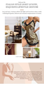 Lace-trimmed leopard print chemise with delicate eyelash lace and satin finish